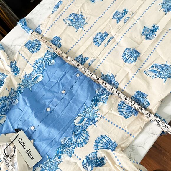 Celina Moon X Anthro Shell Print Tie Waist Midi Shirt Dress Women’s Size Medium - Picture 15 of 15